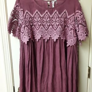 Andree Pink Boho Embroiderd Dress  L